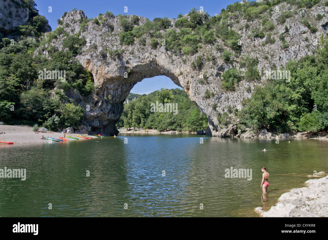 Ardeche Pont d' Arc limestone arch Stock Photo - Alamy