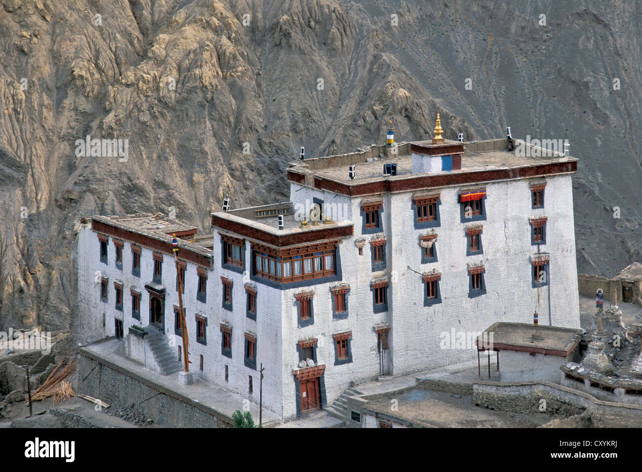 Lamayuru Gompa, one of the most important monasteries in the former kingdom of Ladakh, Lamayuru, Jammu and Kashmir, India, Asia Stock Photo