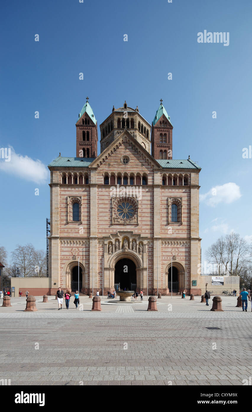 Speyer Cathedral, Kaiserdom zu Speyer cathedral, western facade and westwork, Speyer, Rhineland-Palatinate Stock Photo