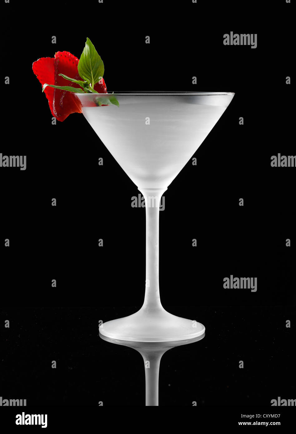 Frosted cocktail glass with a strawberry piece Stock Photo Alamy