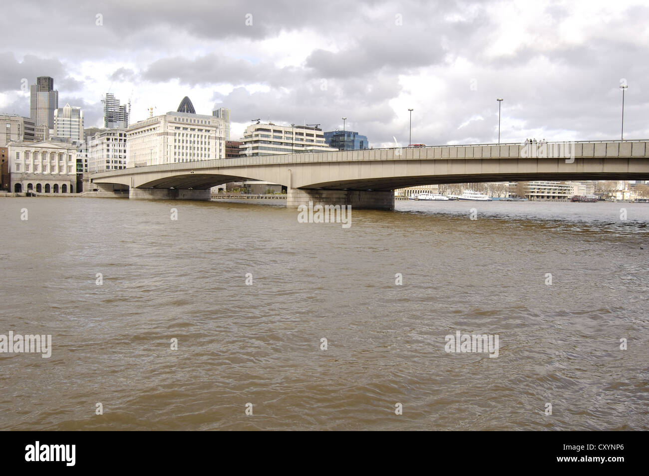 London Bridge from the south bank of the Thames Stock Photo Alamy