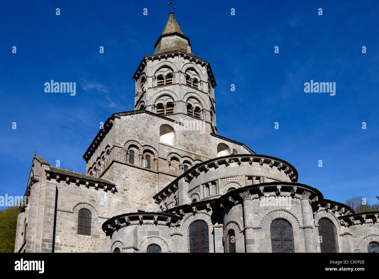 Notre Dame, Romanesque church, Orcival, Puy de Dome, France, Europe Stock Photo
