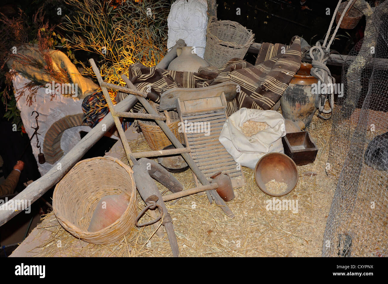 Old forgotten Farm Tools in Spain Stock Photo