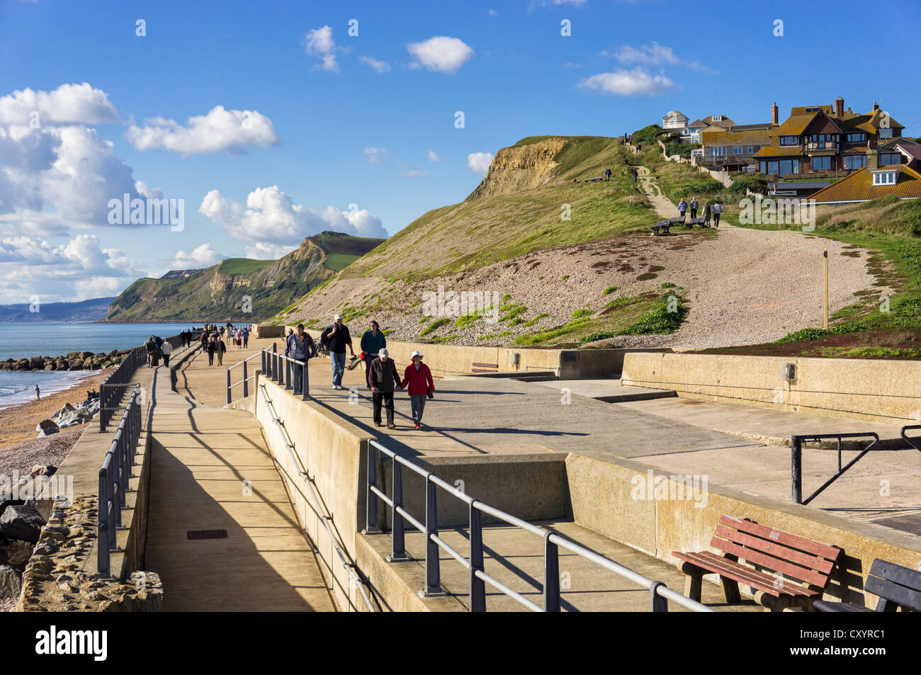 Coast path and promenade at West Bay, Dorset, UK Stock Photo