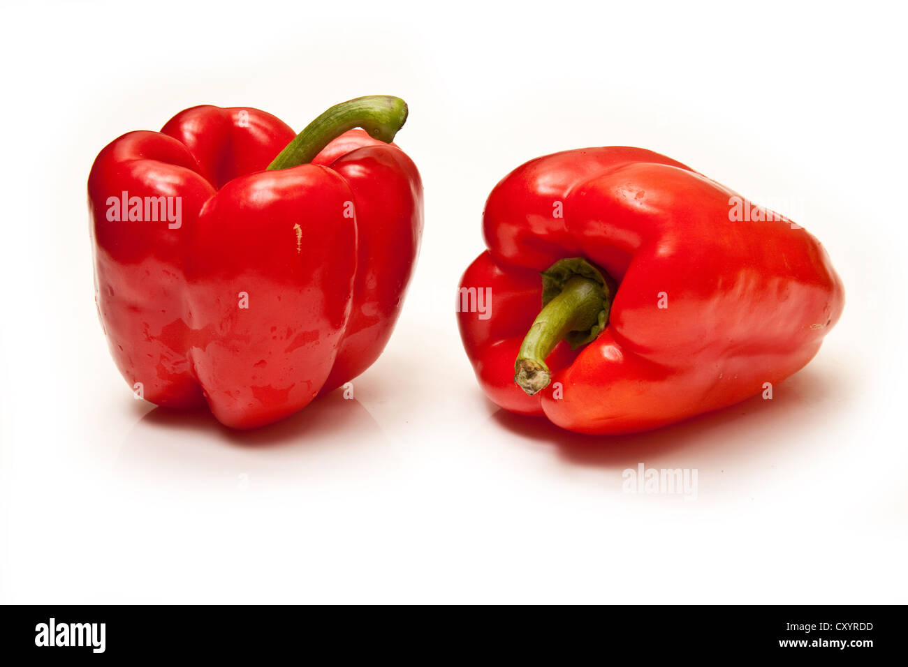 Red bell peppers isolated on a white studio background Stock Photo Alamy