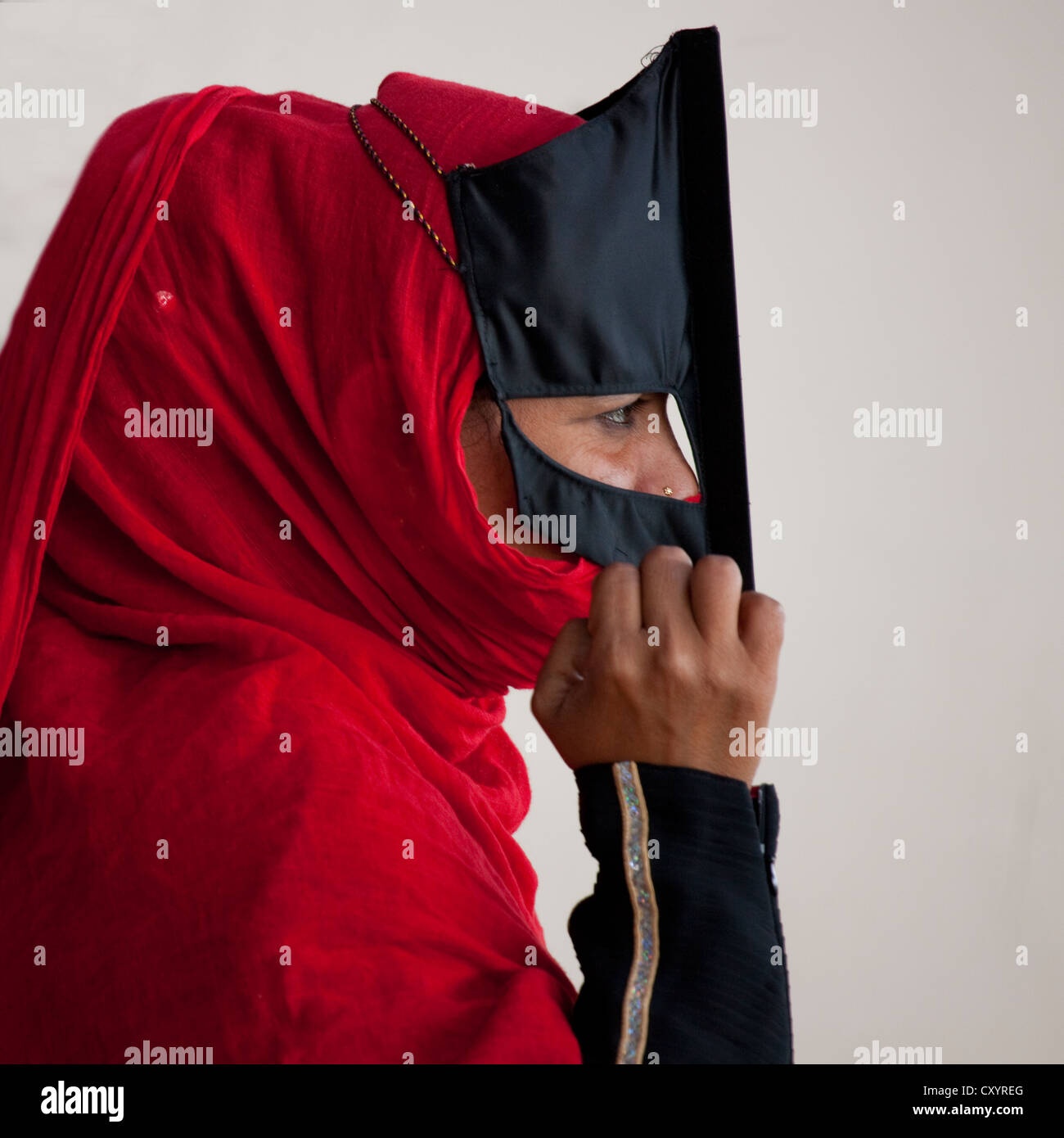 Profile Of A Bedouin Woman, Sinaw, Oman Stock Photo