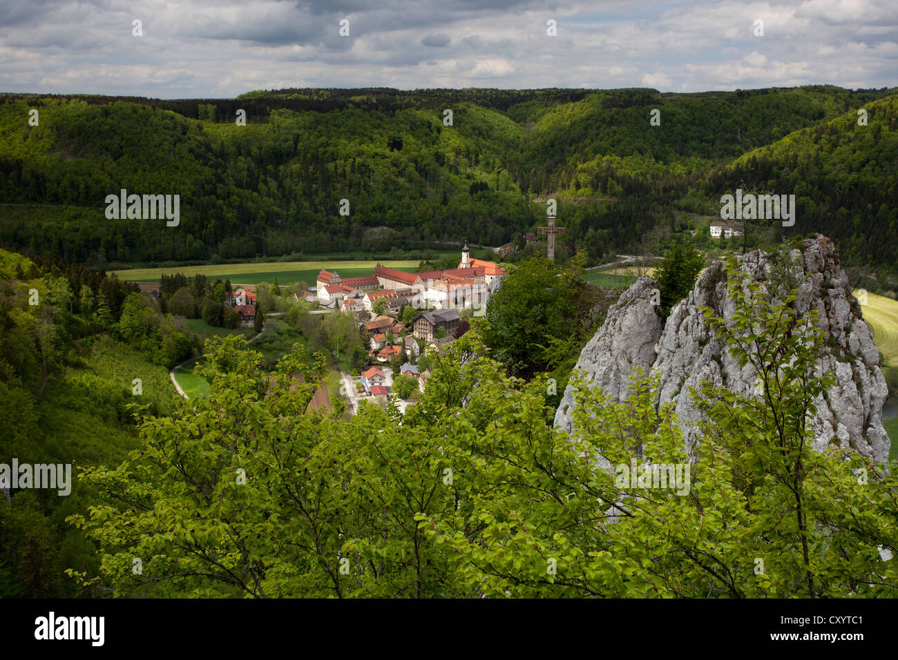 View over the Danube Valley near Beuron, Baden-Wuerttemberg Stock Photo