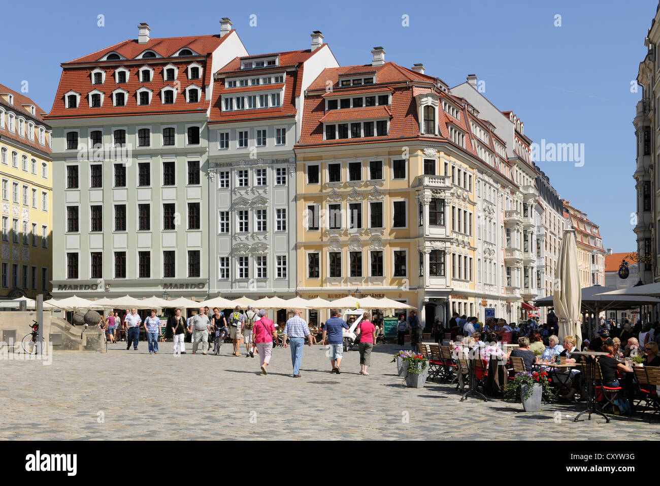 Neumarkt square at Frauenkirche, Church of Our Lady, Dresden, Saxony Stock Photo