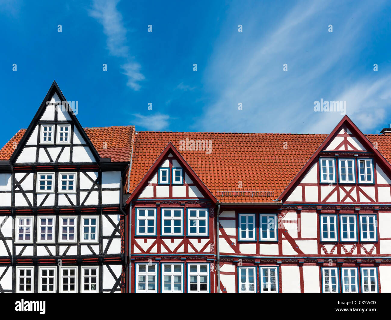 Half-timbered houses in the market square of Eschwege, Werra-Meissner district, Hesse Stock Photo