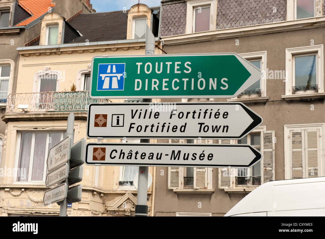 Direction Signs Boulogne-Sur-Mer France Europe Stock Photo