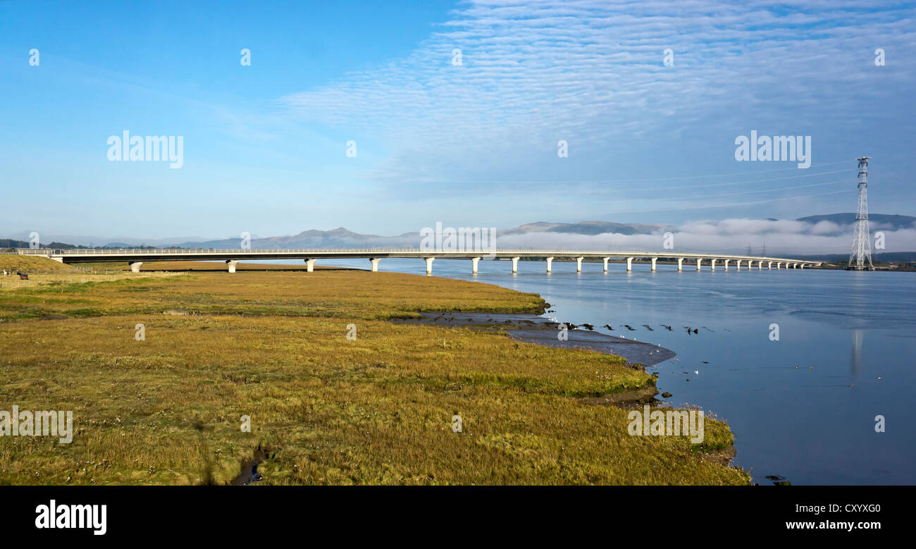 The new Clackmannanshire Bridge spanning the Firth of Forth in Fife Scotland west of the old Kincardine Bridge Stock Photo