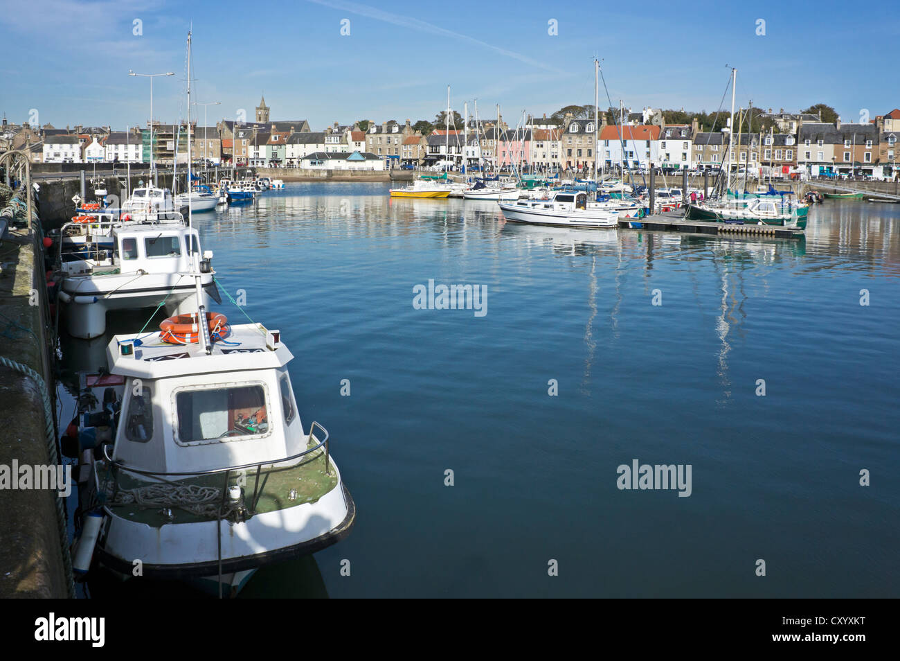 Anstruther harbour in Fife Scotland with moored pleasure boats Stock ...