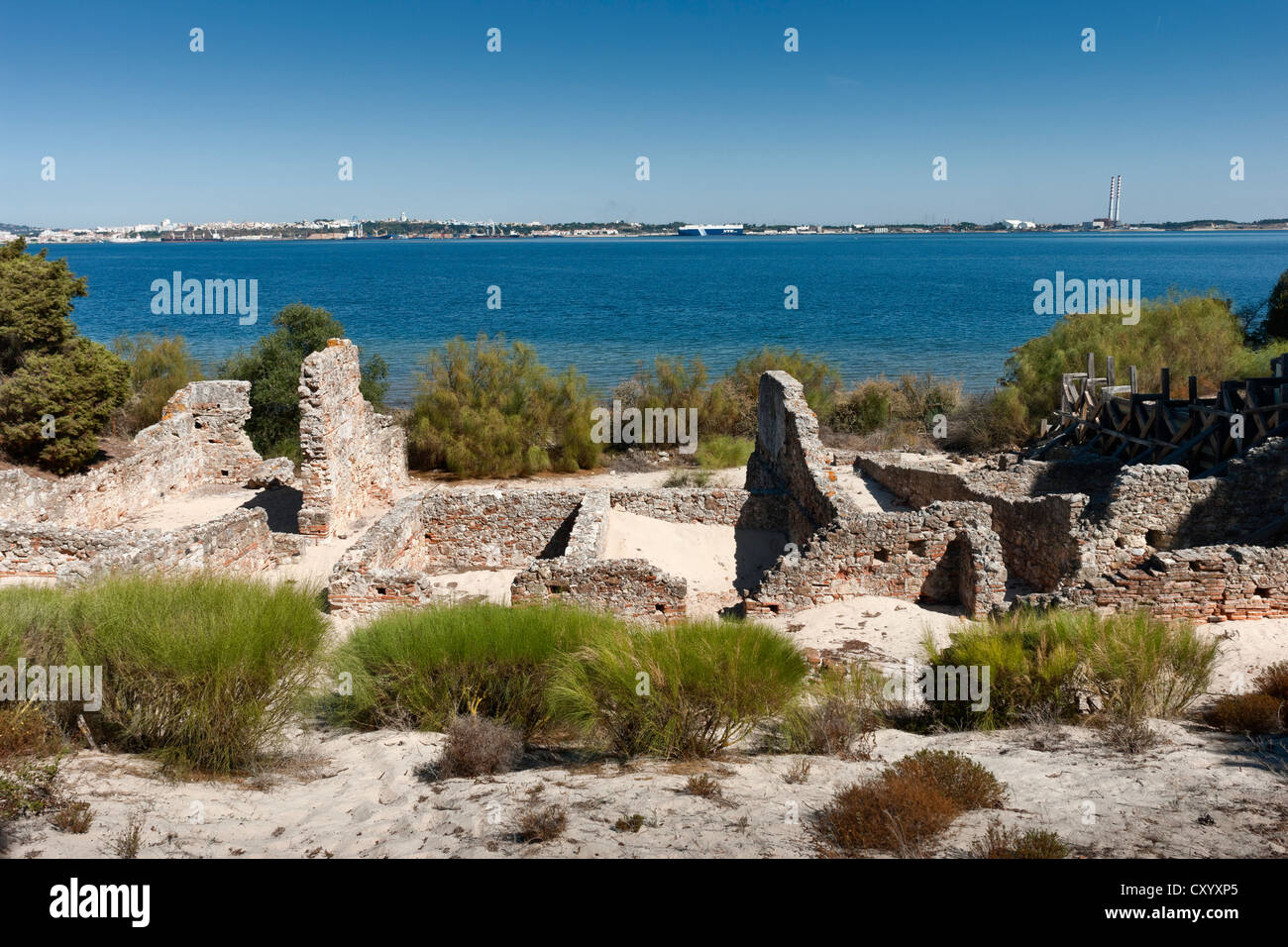 Roman ruins of the garum - fish salting - factory, Troia, Setubal, Portugal Stock Photo
