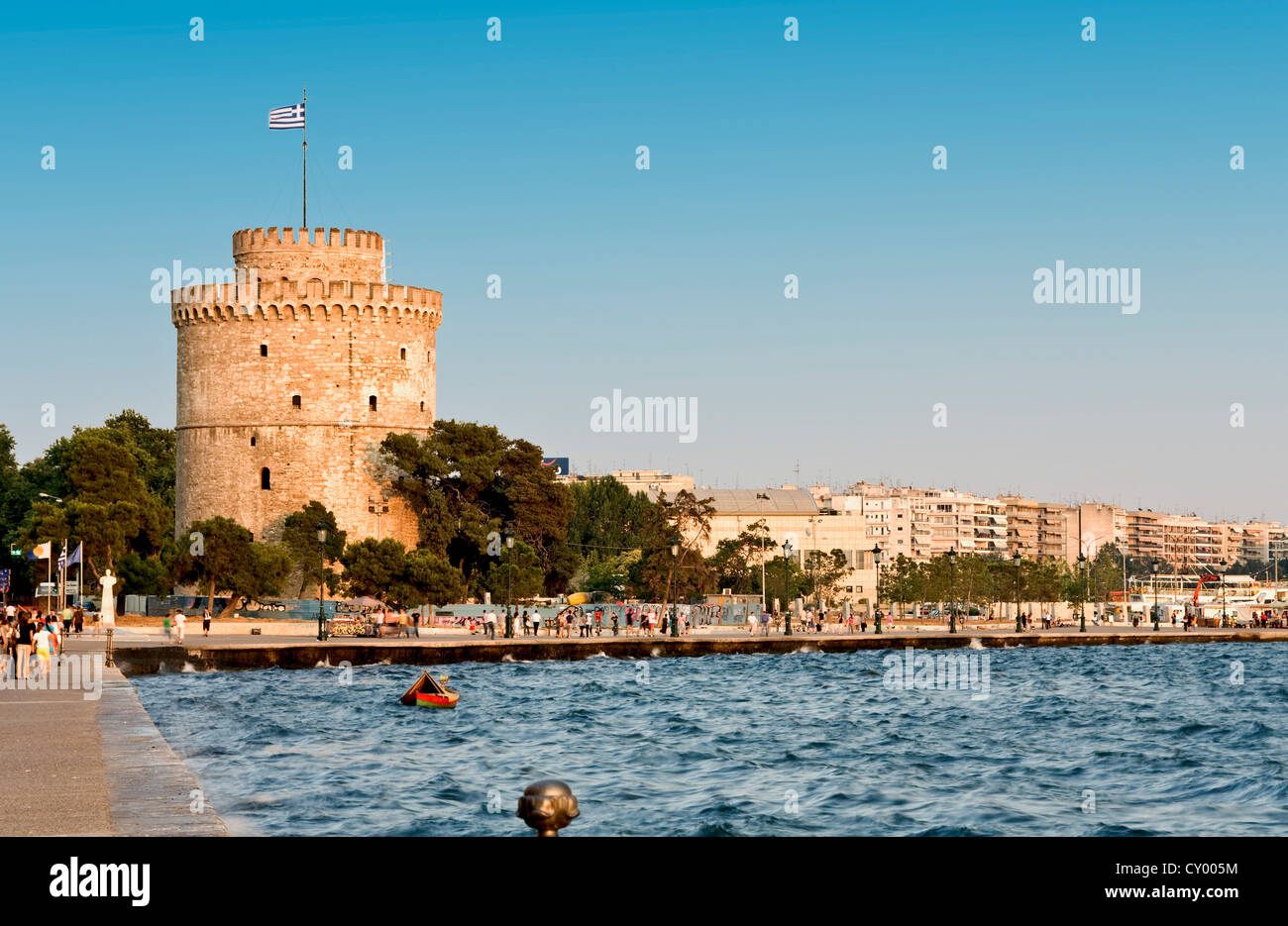 Thessaloniki city in Greece and the White tower Stock Photo