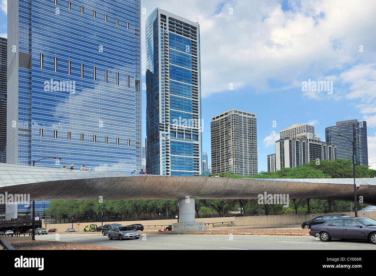 Chicago S Modern Bp Bridge Which Crosses Over Columbus Drive In
