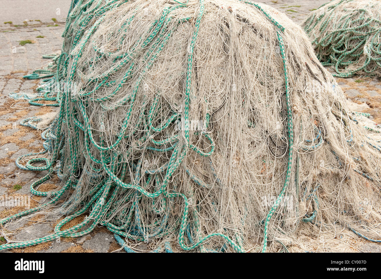 Large pile of French fishing nets Calais France Europe Stock Photo Alamy