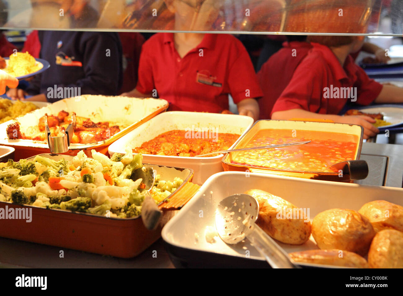 Primary school lunchtime, School Canteen queue, school dinner, London