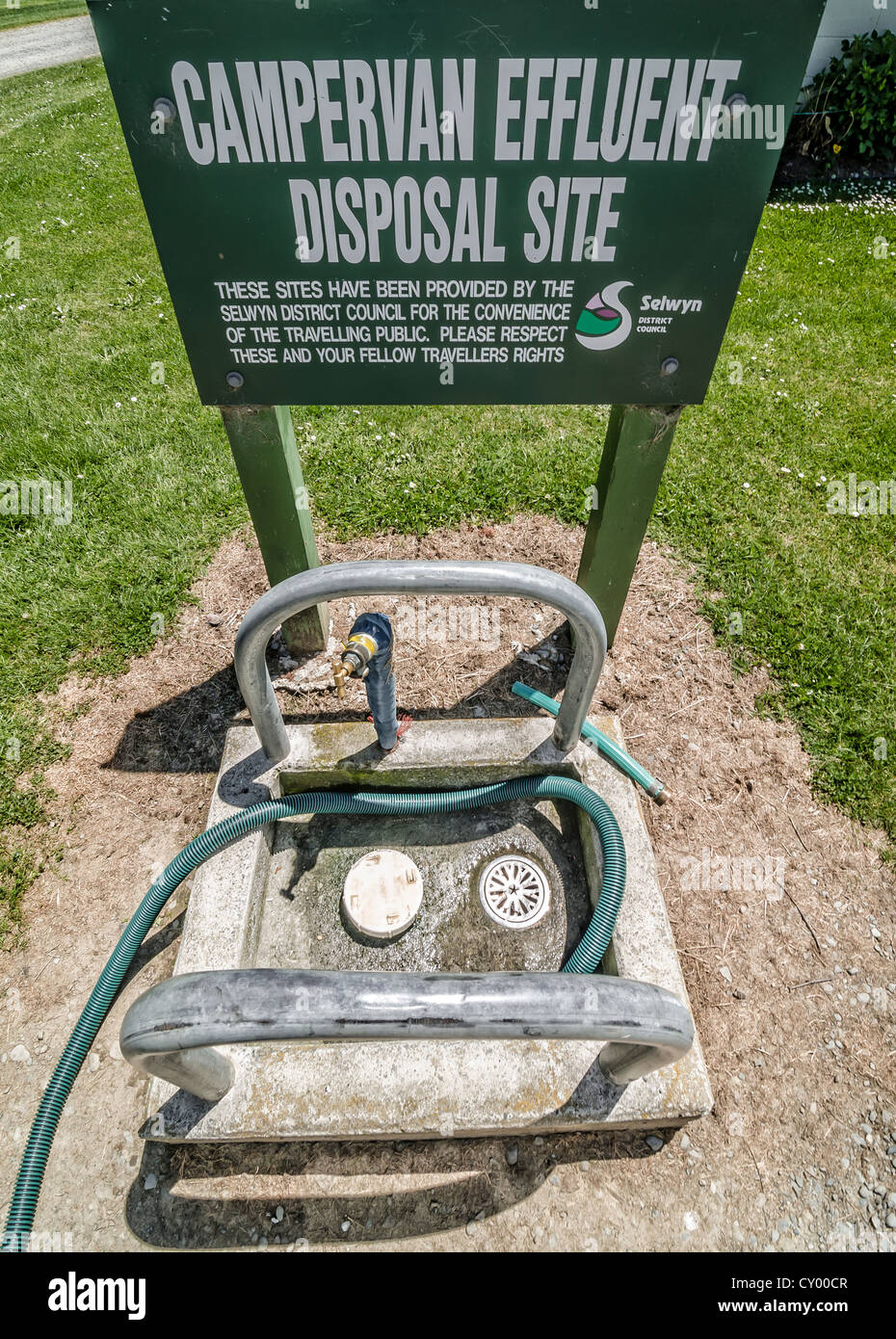 Disposal site for wastewater and toilets of caravans, New Zealand, Oceania Stock Photo