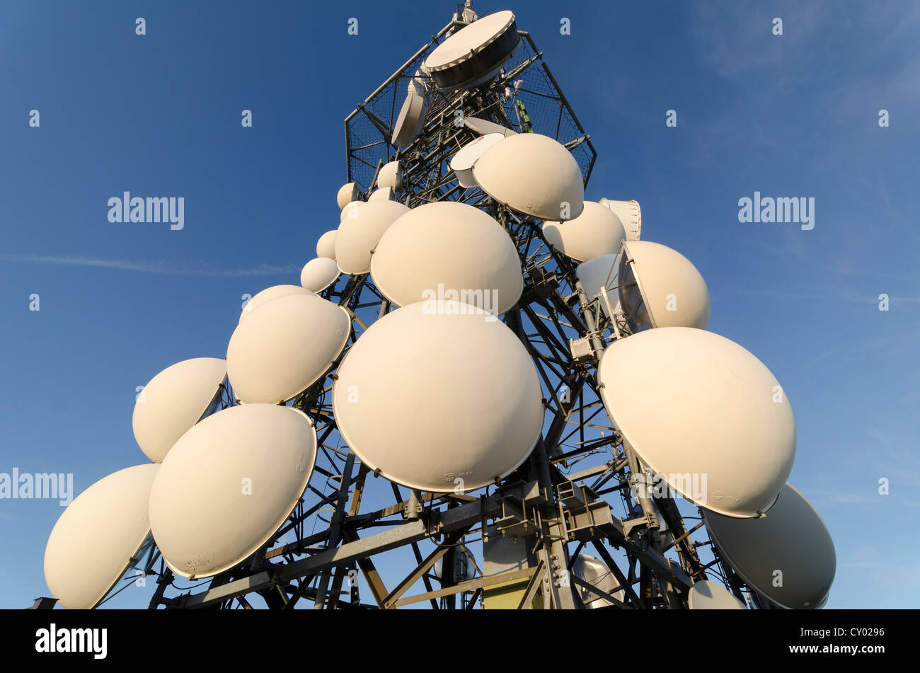 Transmitter mast on Col Visentin mountain, Italy, Europe Stock Photo
