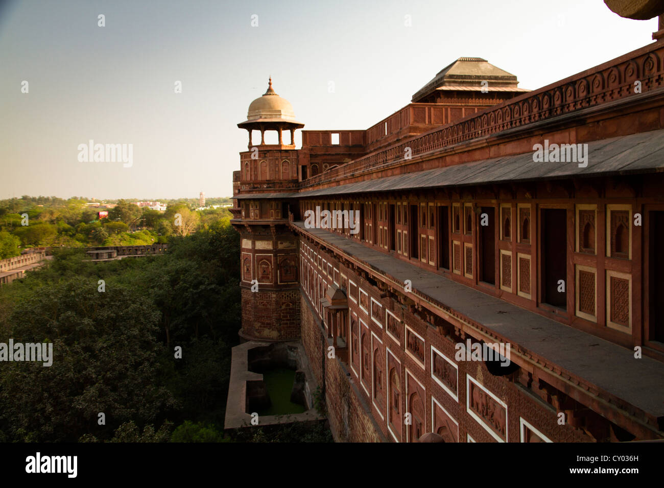 Outside walls of the Red Fort, Agra, Rajasthan, India, Asia Stock Photo