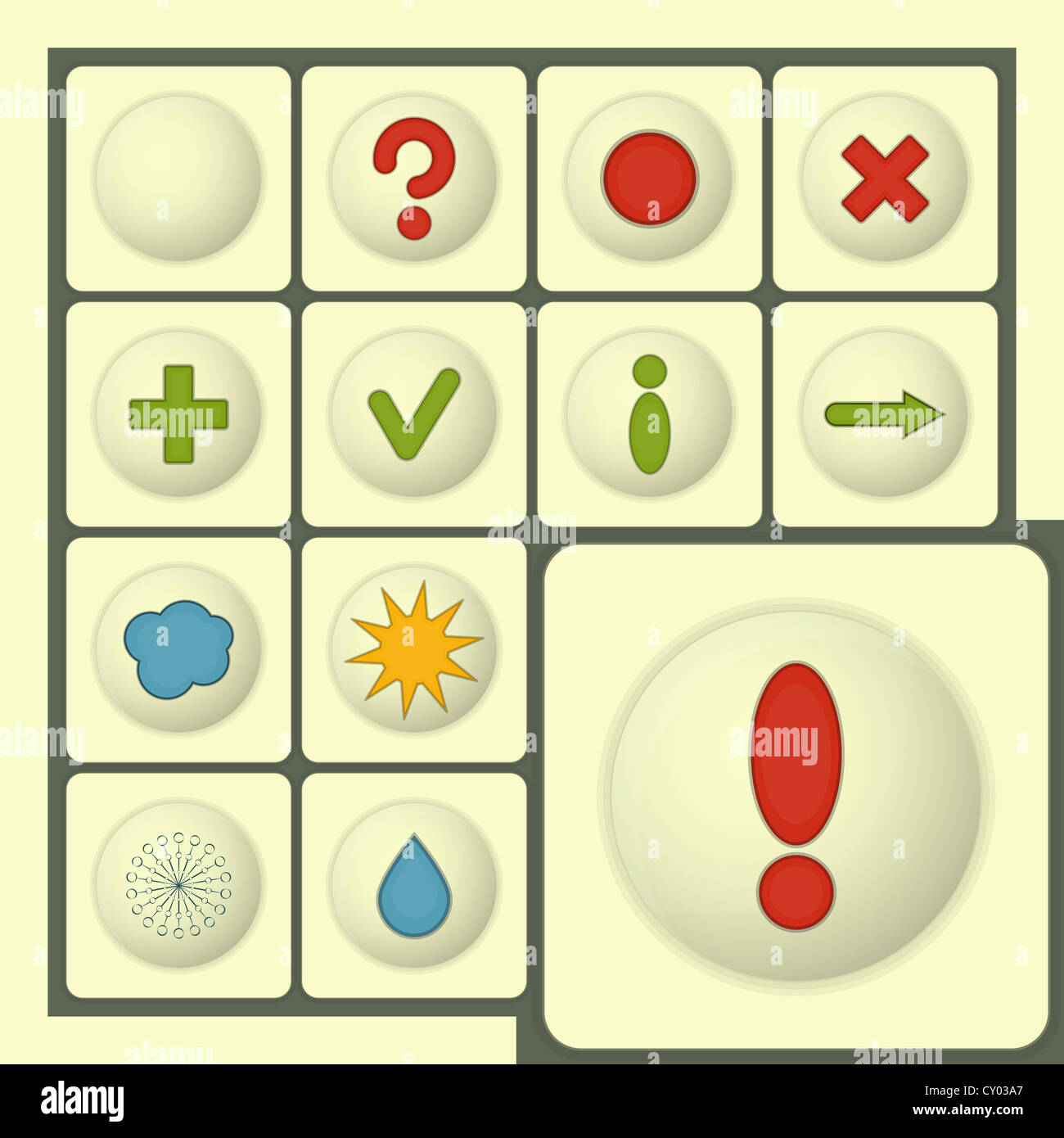 Set of Icons - white buttons with symbols - illustration Stock Photo ...