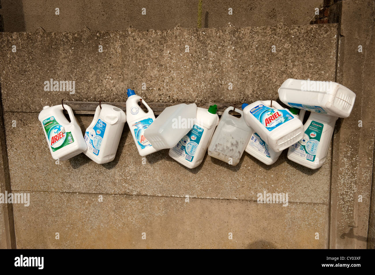 Empty plastic washing powder bottles France Europe Stock Photo Alamy
