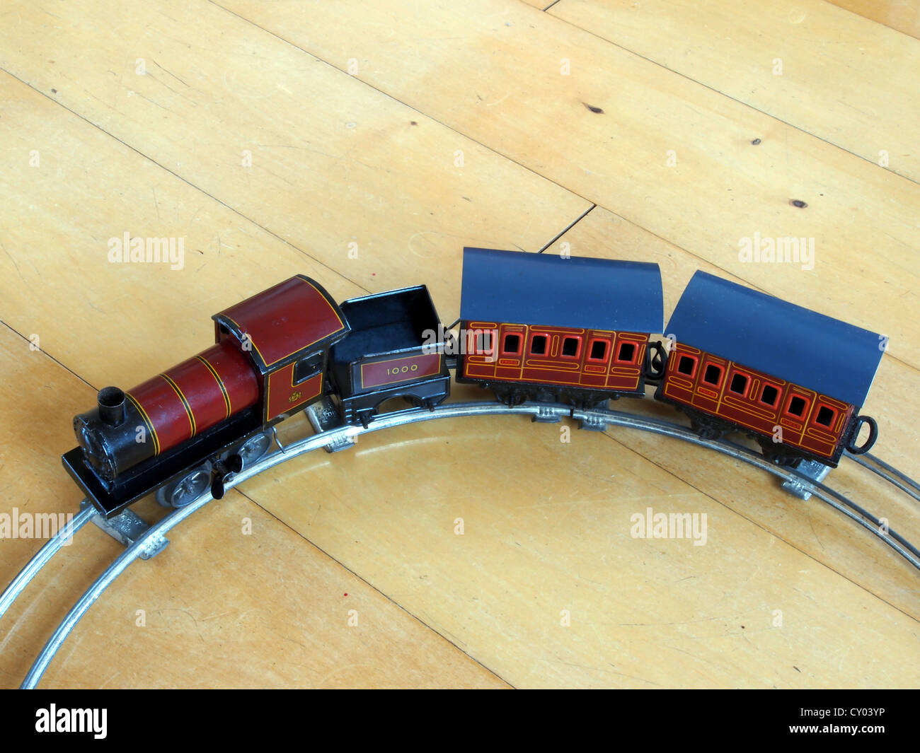 Made in Germany Tin clockwork toy train from around 1900 Stock Photo ...