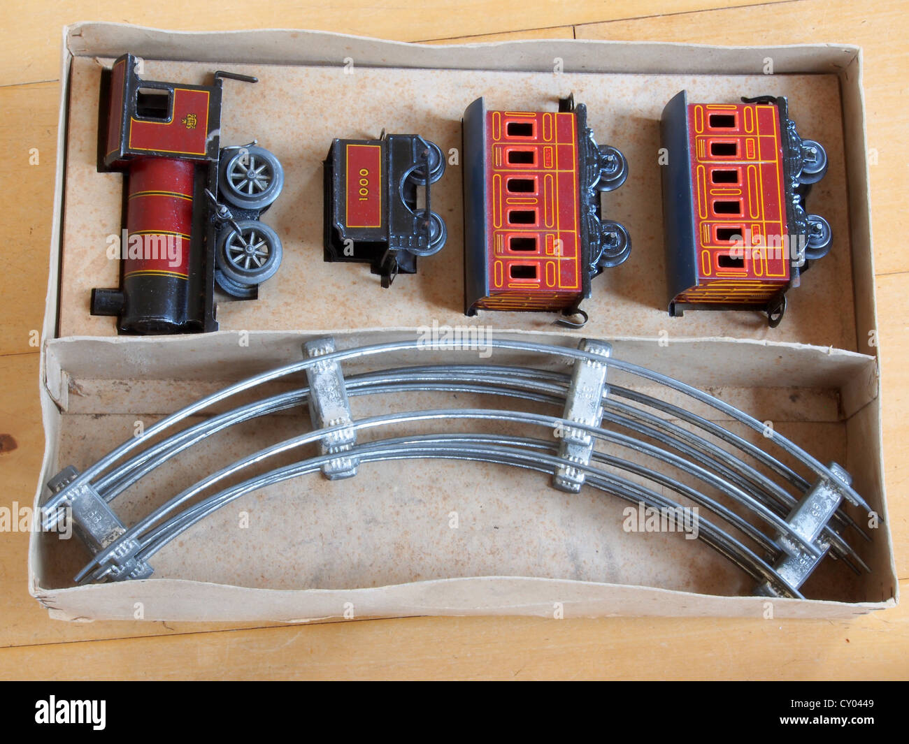 Made in Germany Tin clockwork toy train from around 1900 Stock Photo ...