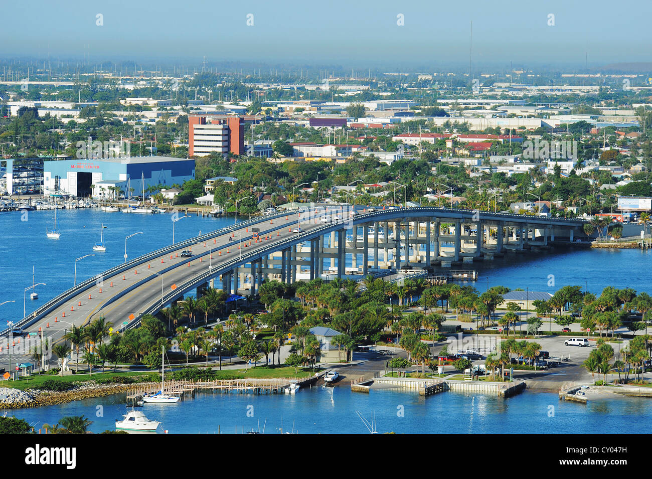 View of West Palm Beach, bridge, Florida, USA Stock Photo