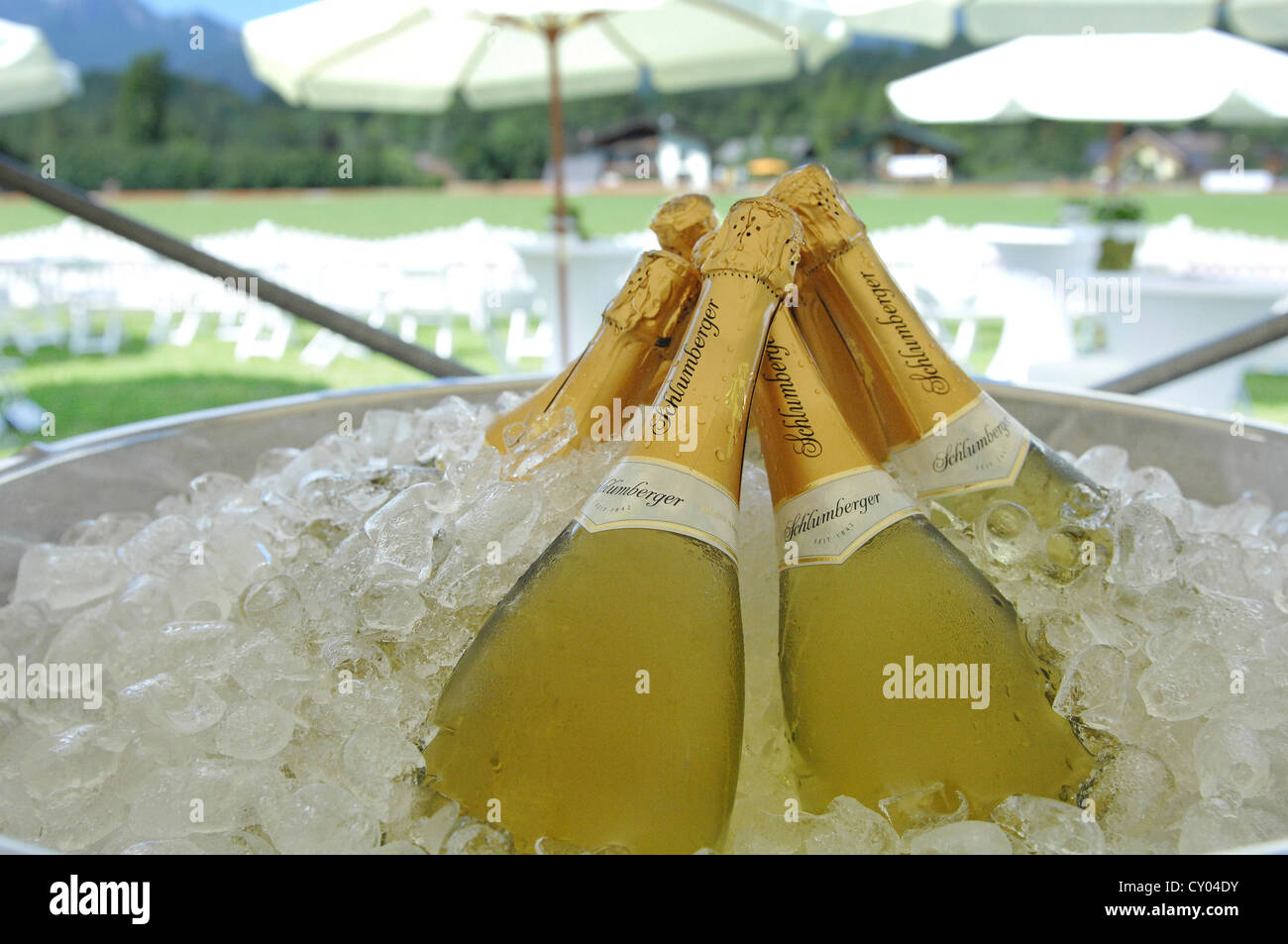 Sparking wine, champagne, in a large ice bucket Stock Photo
