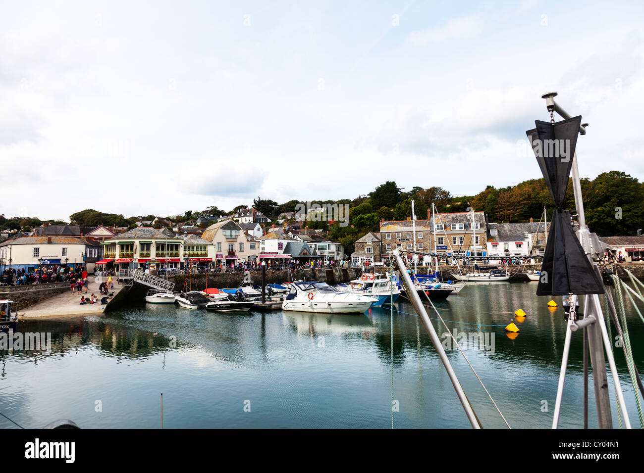 Padstow harbour, harbor in Cornwall fishing boats moored up town in