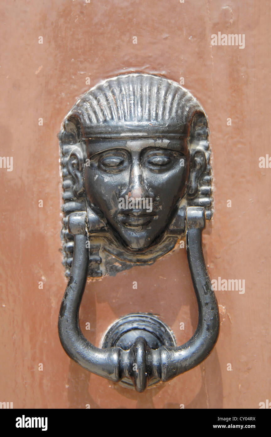 An iron door knocker, Siena, Tuscany, Italy, Europe Stock Photo