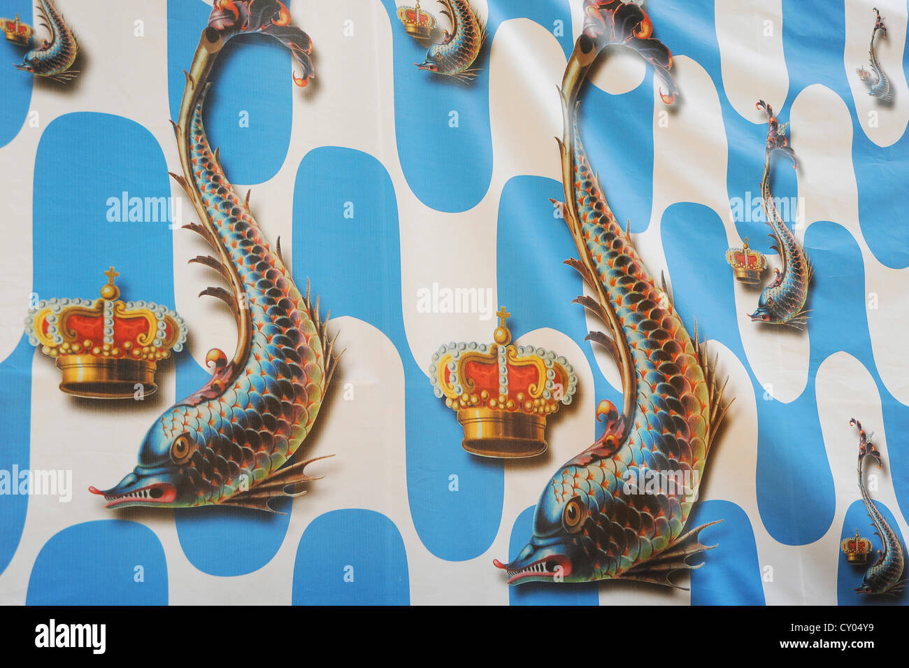 Images of fish, Contrada district, Siena, Tuscany, Italy, Europe Stock Photo