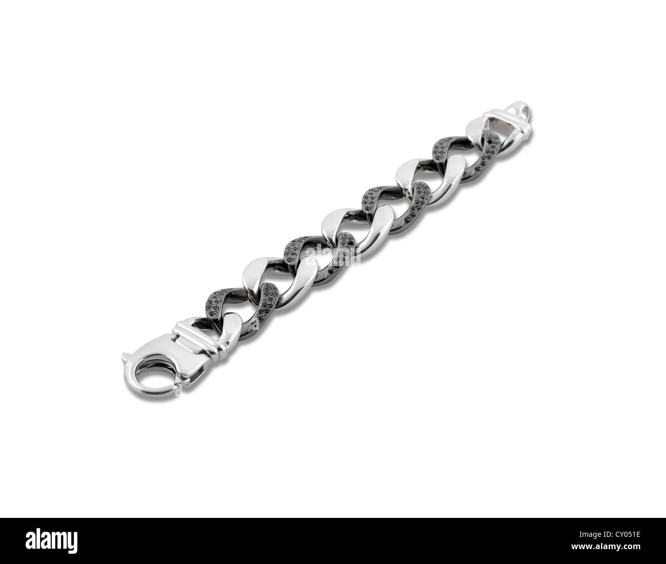 steel bracelet plus shadow on white background Stock Photo