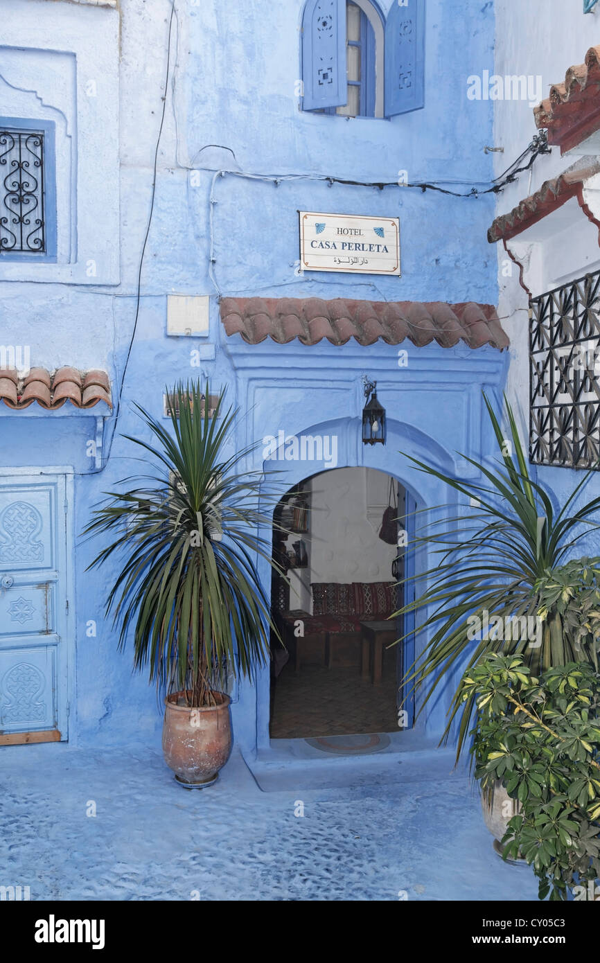 Bluewashed houses in the old town of Chefchaouen or Chaouen, Tanger