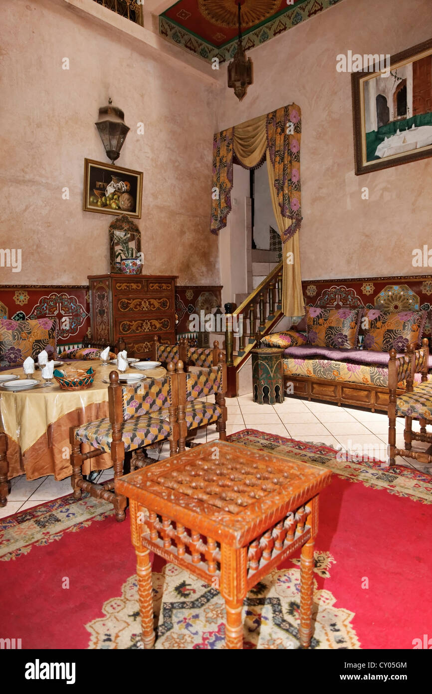 Old riad, converted into a restaurant, Rabat, Rabat-Salé-Zemmour-Zaer, Morocco, North Africa, Maghreb, Africa Stock Photo