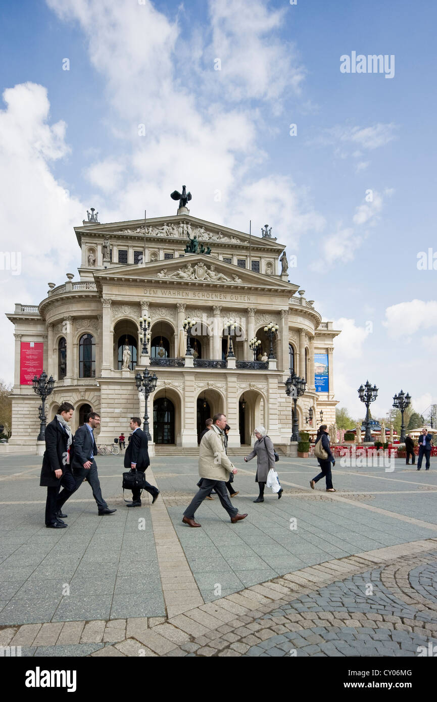 Alte Oper concert hall, pedestrians, Frankfurt, Hesse Stock Photo