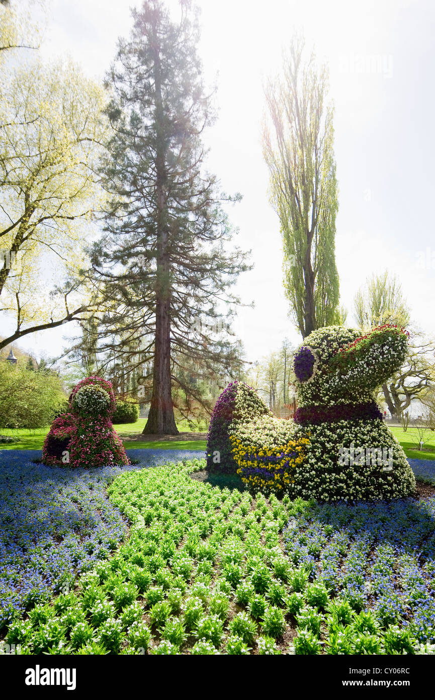 Flower sculptures, Mainau Island, Baden-Wuerttemberg Stock Photo