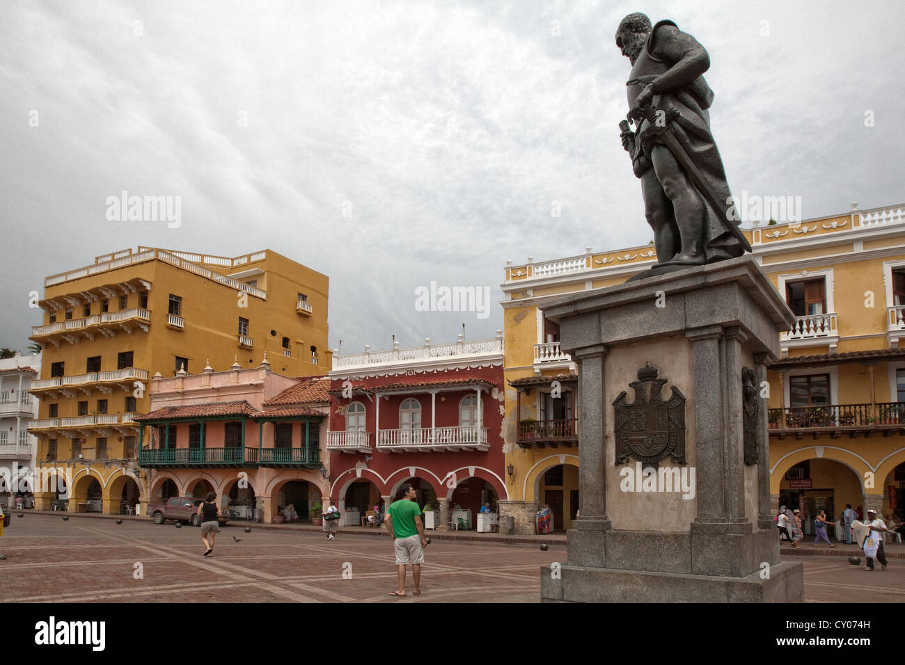 Pedro de Heredia, founder, Plaza de los Coches, Ciudad amurallada, Cartagena de Indias, Colombia Stock Photo