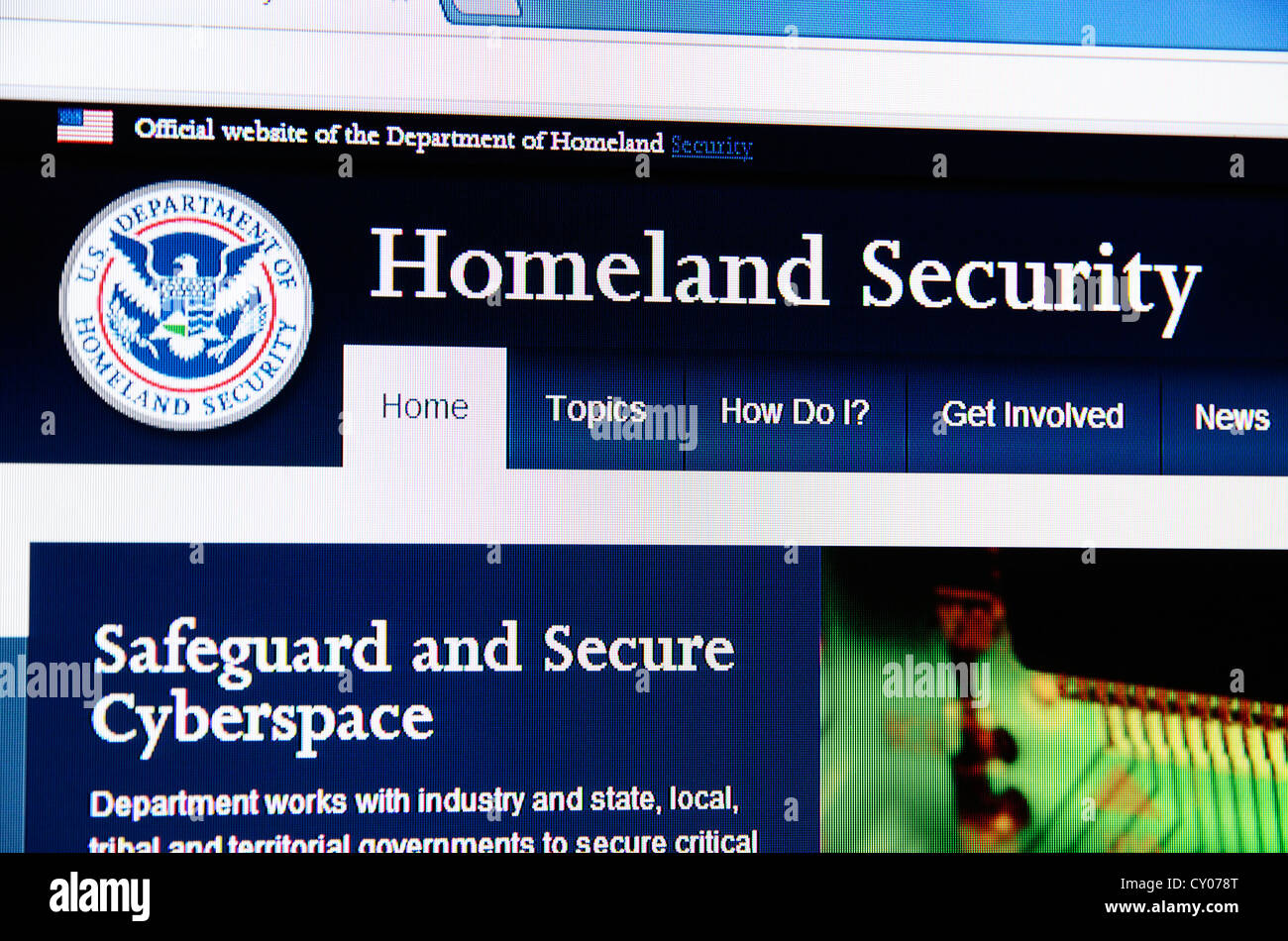The USA Homeland security web site Stock Photo