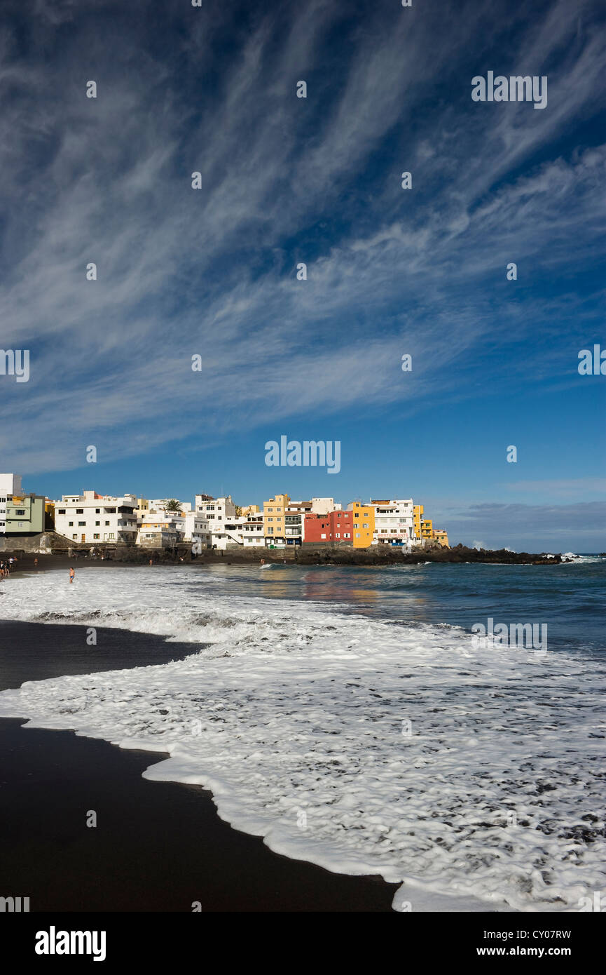 Beach of Playa Jardin, Punta Brava, Puerto de la Cruz, Tenerife, Canary Islands, Spain, Europe Stock Photo