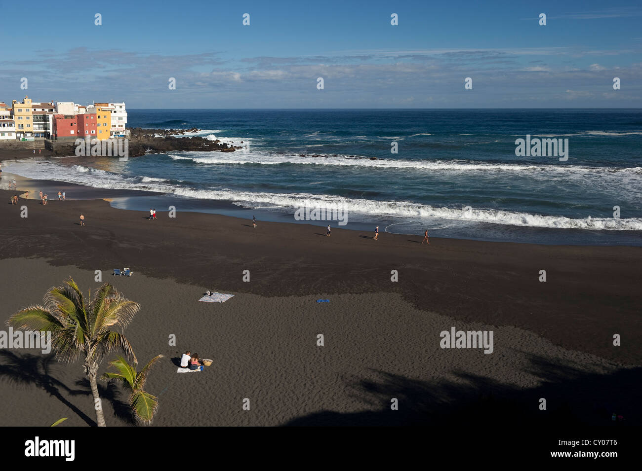 Beach of Playa Jardin, Punta Brava, Puerto de la Cruz, Tenerife, Canary Islands, Spain, Europe Stock Photo