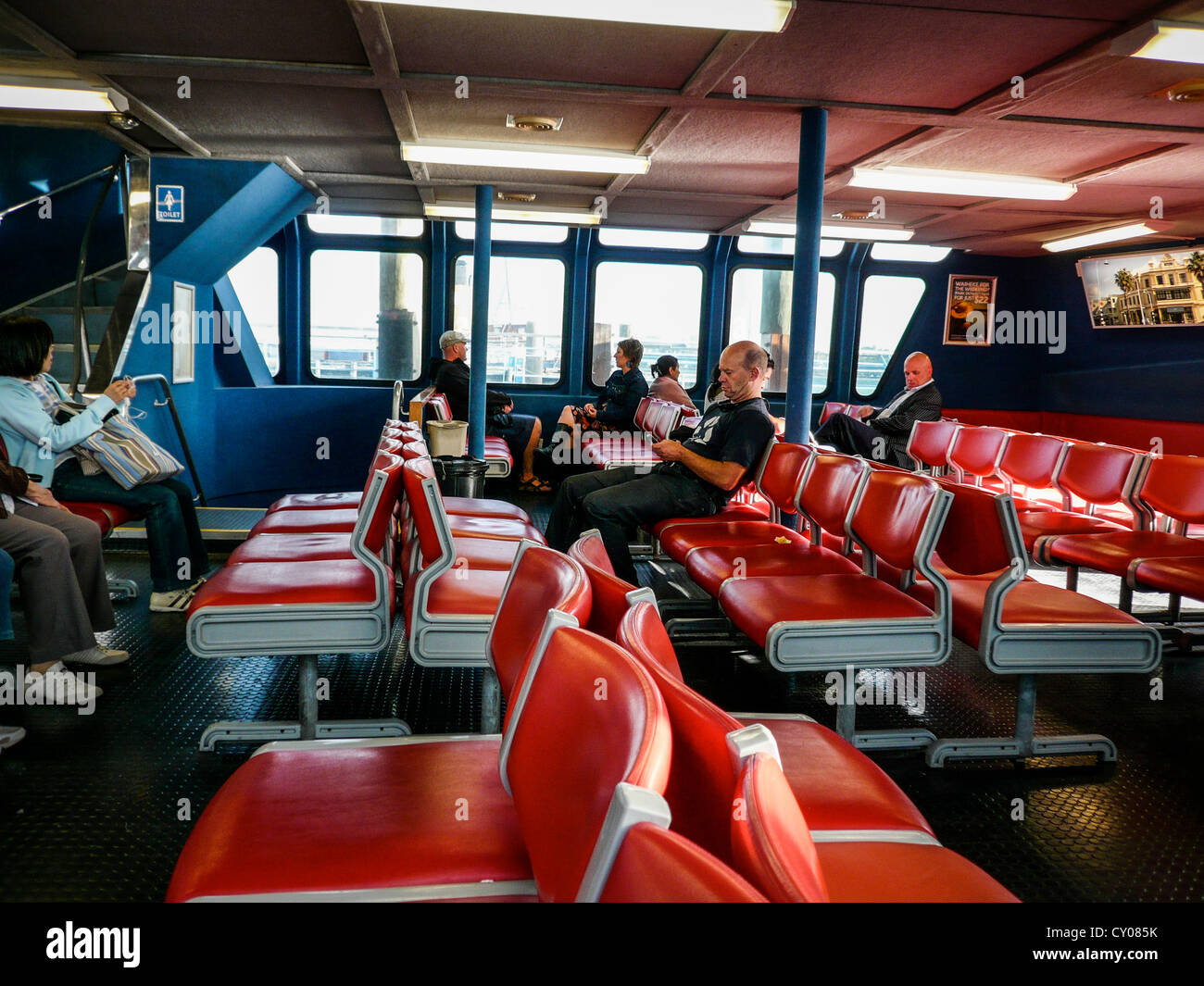 Interior of the Devonport Ferry in Auckland, New Zealand. Stock Photo