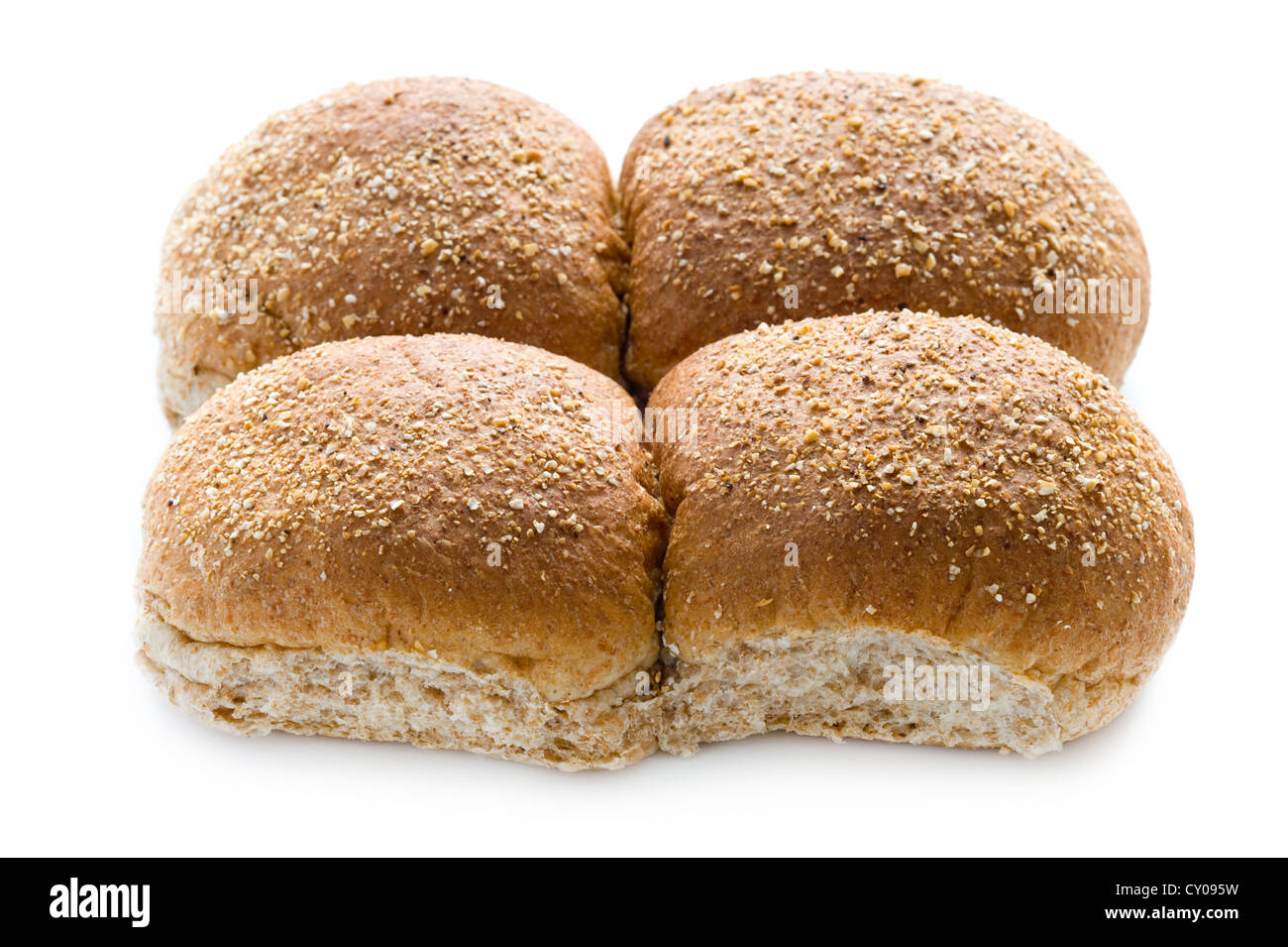 wholewheat bread rolls isolated on a white background Stock Photo
