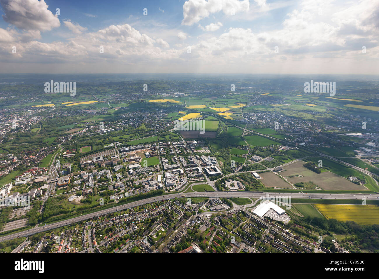 Aerial view, Dortmund TechnologiePark, University of Dortmund, Dortmund, Ruhr area, North Rhine-Westphalia Stock Photo