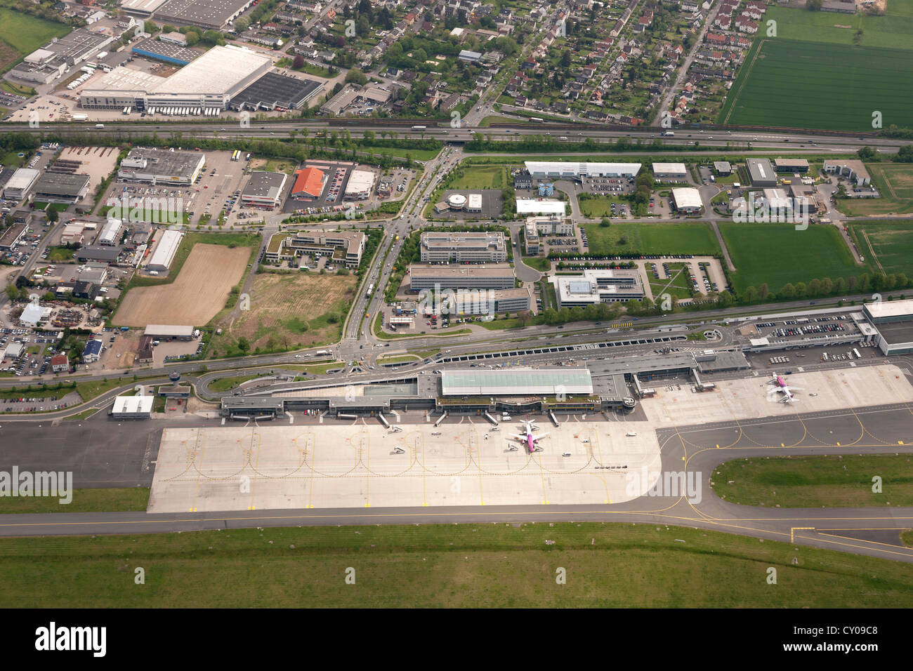 Aerial view, Dortmund Wickede regional airport, Dortmund, Ruhr area, North Rhine-Westphalia Stock Photo