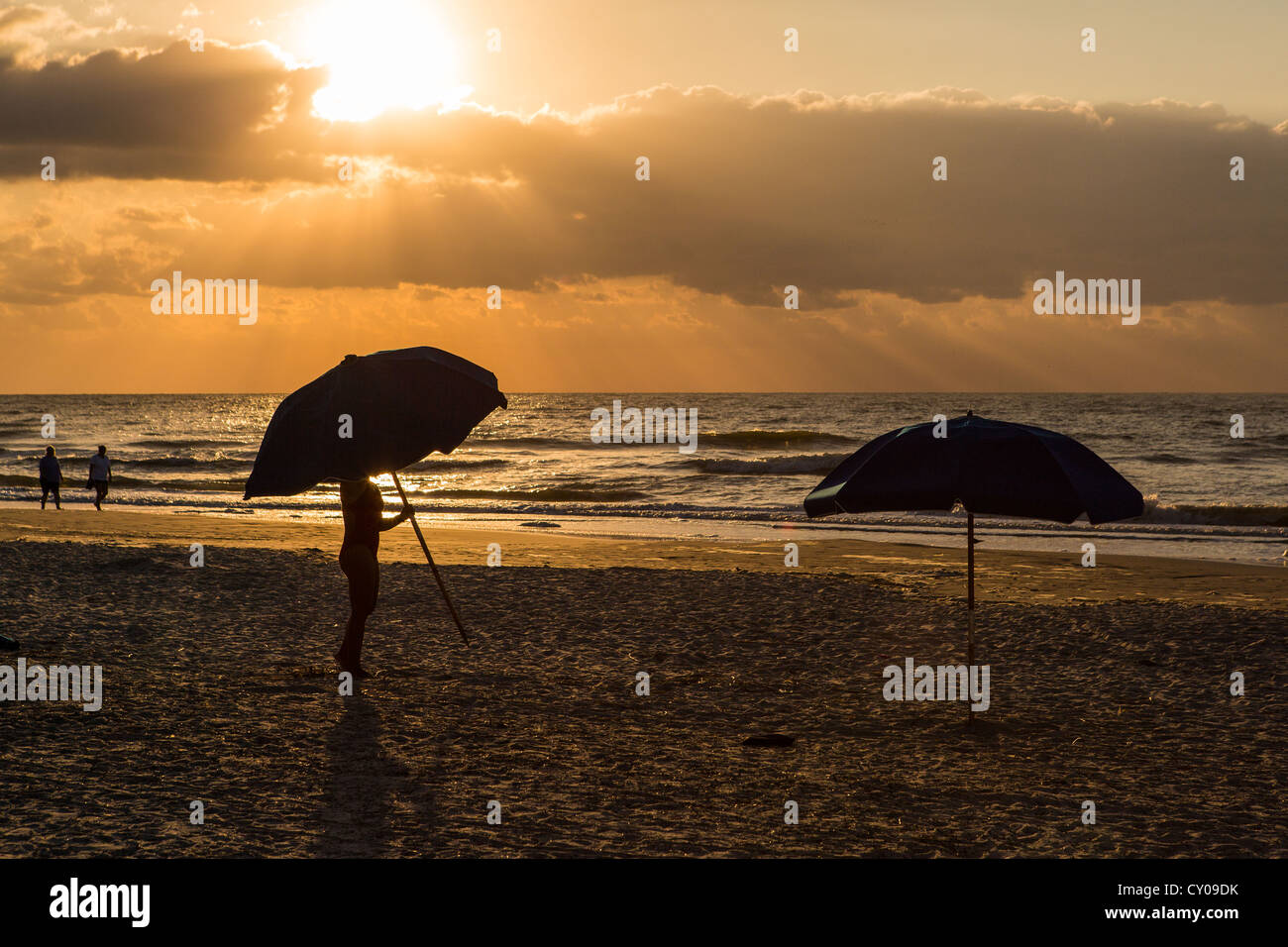 Chairs and umbrellas at the beach on Hilton Head Island, SC Stock Photo