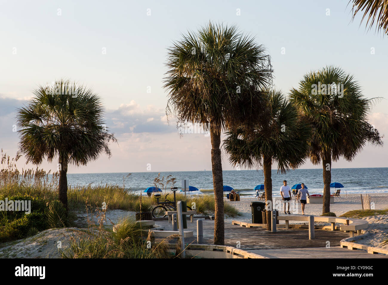 Entrance to Coligny Circle Public Beach on Hilton Head Island, SC Stock