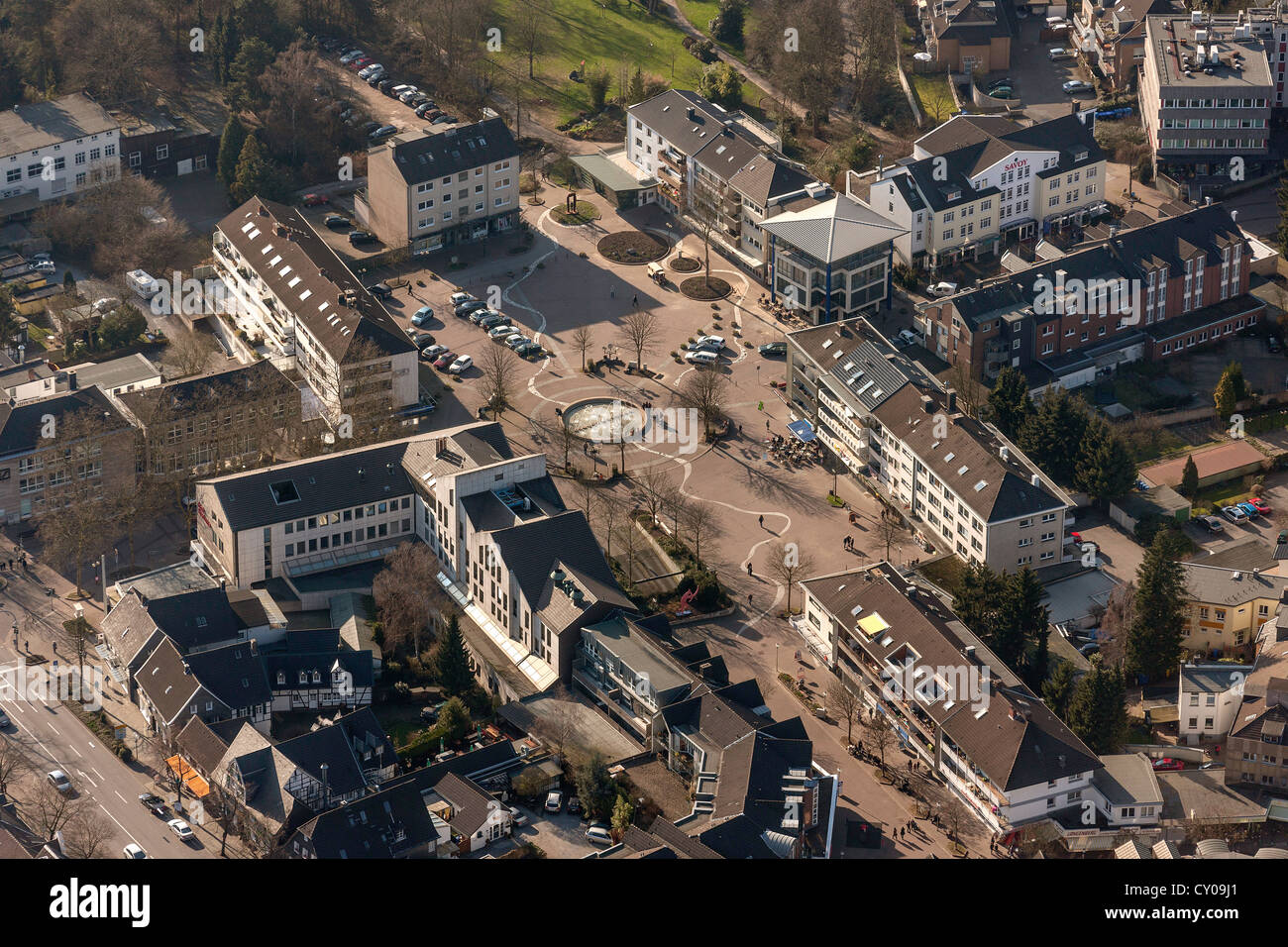 Aerial view, Neuer Markt square, Haan, Rhineland, North Rhine-Westphalia Stock Photo