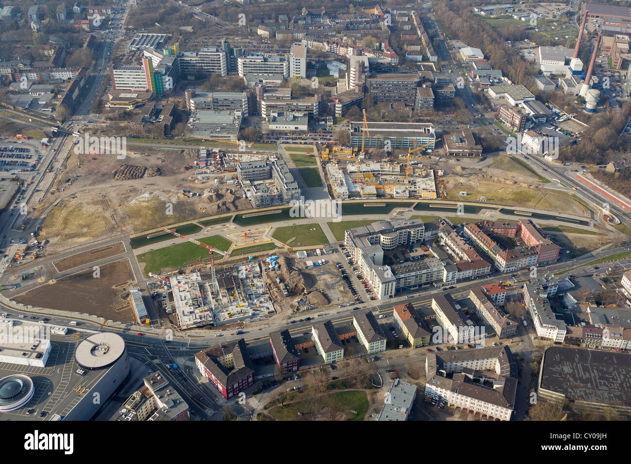Aerial view, Berliner Platz square, Essen, Ruhr area, North Rhine-Westphalia Stock Photo